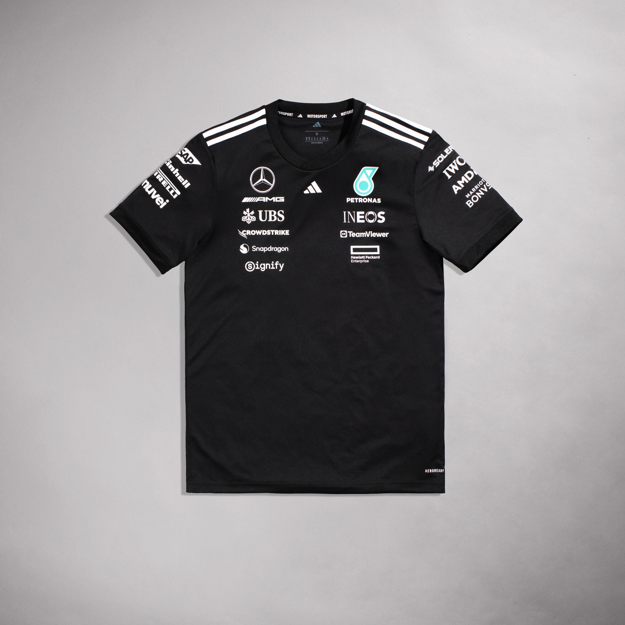 Mercedes AMG Petronas adidas F1 2025 Team Driver T-Shirt - Black